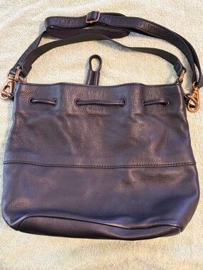 Fossil Dark Brown Pebbled Leather Shoulder Bag